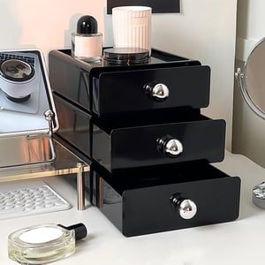 Desktop Organizer, EDHITNR Stylish Drawer Storage Box, Plastic Cosmetic Office Desk Shelf Organizer with Smooth Slide Rail