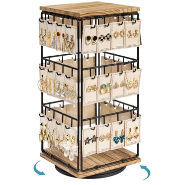 Sfugno 360 Rotating Earring Display Stands for Selling, Earring Rack Display Holder Stand,Jewellery Display for Vendors Selling Earring Cards,Brown