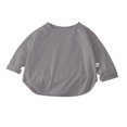 thumbnail image 2 of RXIRUCGD T-shirt à Manches Longues pour Enfants, Col Rond Uni, Haut à Manches Longues (Gris, Taille : 110), 2 of 3
