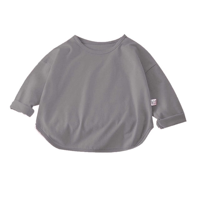 MeetoTime Chandail de Base à Manches Longues pour Enfants, Décontracté, Ample, Uni, Col Rond, Hauts de Printemps Été pour Garçons et Filles
