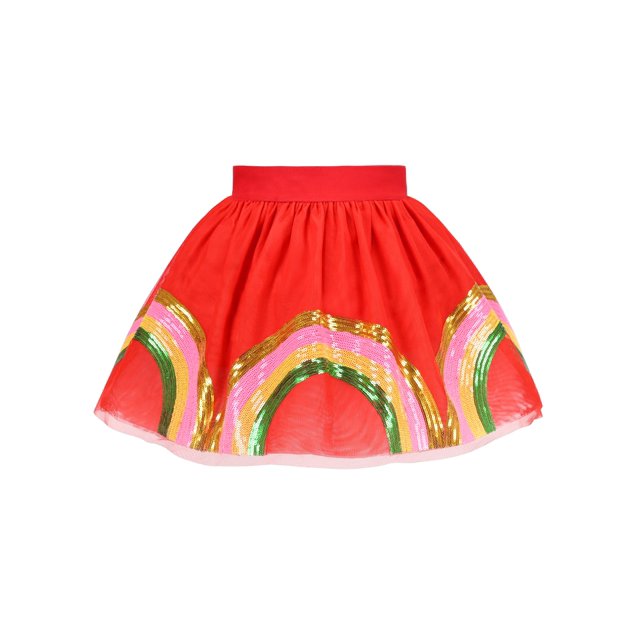 Jupe Fille Rouge Arc-en-Ciel Scintillante à Paillettes Tutu Ballet Danse Tutu de Noël 2-3 Ans