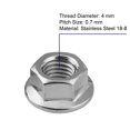 thumbnail image 4 of M4 Écrous à Bride Dentelée, Acier Inoxydable 18-8 (304), Finition Vive, 50 Pcs, 4 of 4