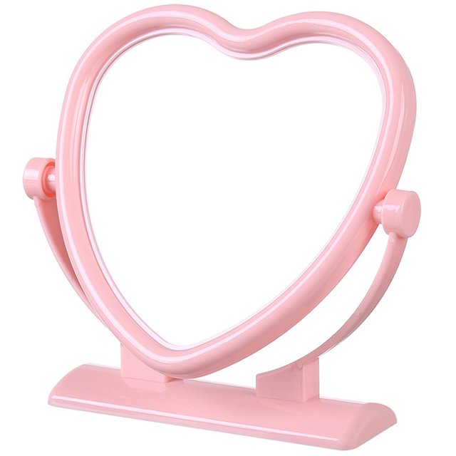 MasteelfCA Heart Shaped Tabletop Mirror Table Desk Vanity Makeup Mirror Portable Double-sided Mirror