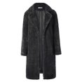 thumbnail image 3 of Innerwin Coat Fuzzy Fleece Ladies Outwear Mid Length Lapel Loose Jacket Deep Gray XL, 3 of 6