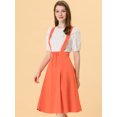 thumbnail image 2 of Unique Bargains Jupe Midi Plissée à Bretelles Rétro à Taille Élastique pour Femme, Orange, TG, 2 of 5