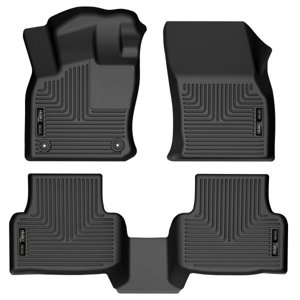 Fits 2022-2024 Volkswagen Taos Husky Liner Floor Liner 95251 WeatherBeater; Molded Fit; Raised Ridge; Black; TPO Thermoplastic Olefin; 3 Piece