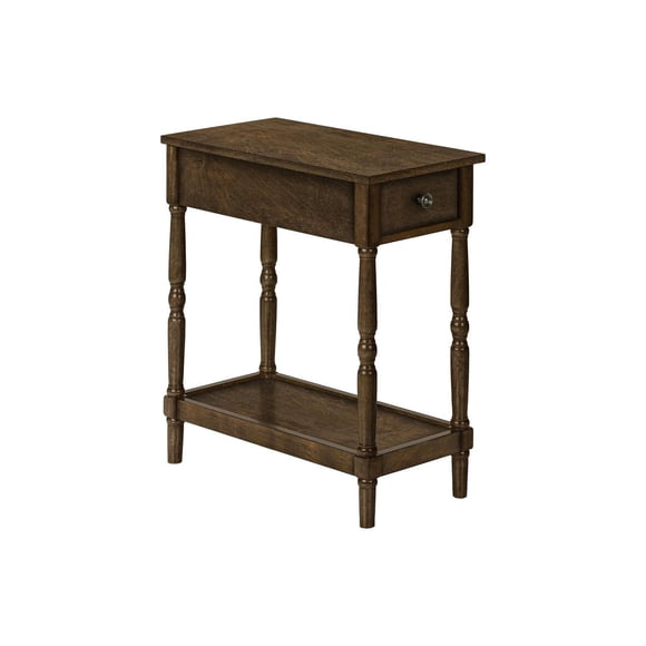Monarch Specialties Accent Table, 2 Tier, End, Side Table, Nightstand, Bedroom, Narrow, Lamp, Storage Drawer, Brown Veneer, Traditional