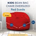 thumbnail image 2 of Ultimate Sack 30-Inch Kids Bean Bag Chair Oversized Foam Seat, Red Suede Cover, 2 of 6