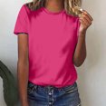 thumbnail image 2 of Yuyuzo Chemises d'Été pour Femmes Col Rond Manches Courtes Tee Tops Blouses Amples Unies, 2 of 5
