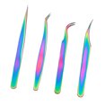 thumbnail image 3 of 4Pcs False Eyelash Tweezers Stainless Steel Professional Eyelash Extension Tweezers Color Ti Gold Suit, 3 of 12