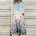 thumbnail image 1 of Babysbule Liquidation Robes d'Automne pour Femmes Mode Femmes Décontracté Élégant Col Rond Imprimé Été Manches Longues Poches Robe, 1 of 5