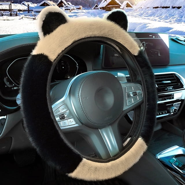 EGNMCR Car Steering Wheel Cover Handle Cover Steering Wheel Not Stretch No Inner Ring Ears wheel cover