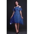 thumbnail image 2 of Bimba Robe Midi à Manches Flottantes Imprimé Géométrique Bleu Épaules Dénudées Femme - TTG, 2 of 6