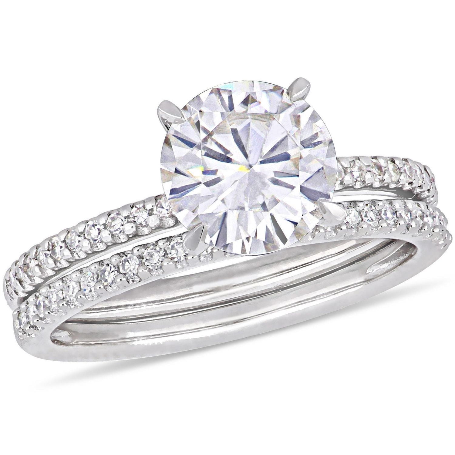 Miabella 1-3/4 Carat T.G.W. Moissanite and 1/4 T.W. Diamond 14K White Gold Bridal Set