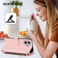 thumbnail image 4 of Butterfly Embossed Wallet Case Compatible with [iPhone 17] Kickstand Zipper Pink, 4 of 6
