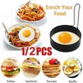 thumbnail image 1 of RRJ 2Pcs Stainless Steel Omelet Ring , Non Stick Pancake Egg Ring, Circular Omelet Maker Container With Handle, Iron Spray Coated Cooking Tool for Breakfast Kitchen, 1 of 9