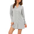 thumbnail image 1 of INSPIRE CHIC Chemise de Nuit à Manches Longues pour Femme, Col à Revers Cranté, Boutonnée, TP Gris, 1 of 6