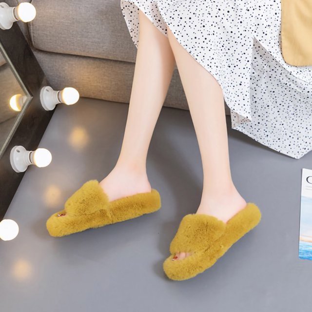 LSLJS Automne et Hiver Femme Ins Plus Velours Lazy Personnes Portées à l'Extérieur Pantoufles, Pantoufles pour Femmes