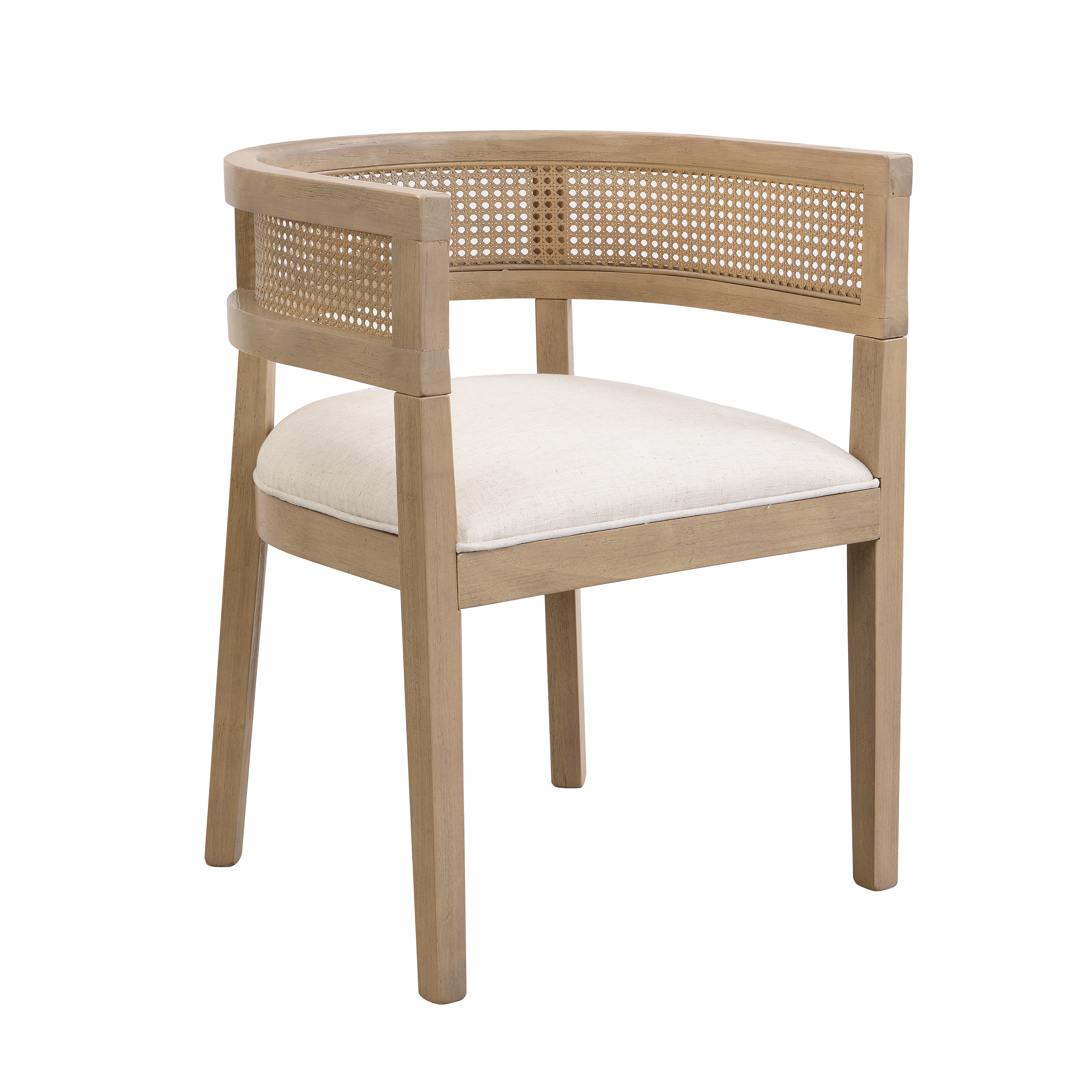 Ensemble de 2 chaises de salle à manger Noble House, dossier rond en rotin, beige et naturel Frêne