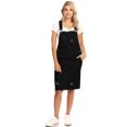 thumbnail image 1 of Junior Womens Distressed Denim Adjustable Strap Overall Dress, Black, Small, 1 of 5