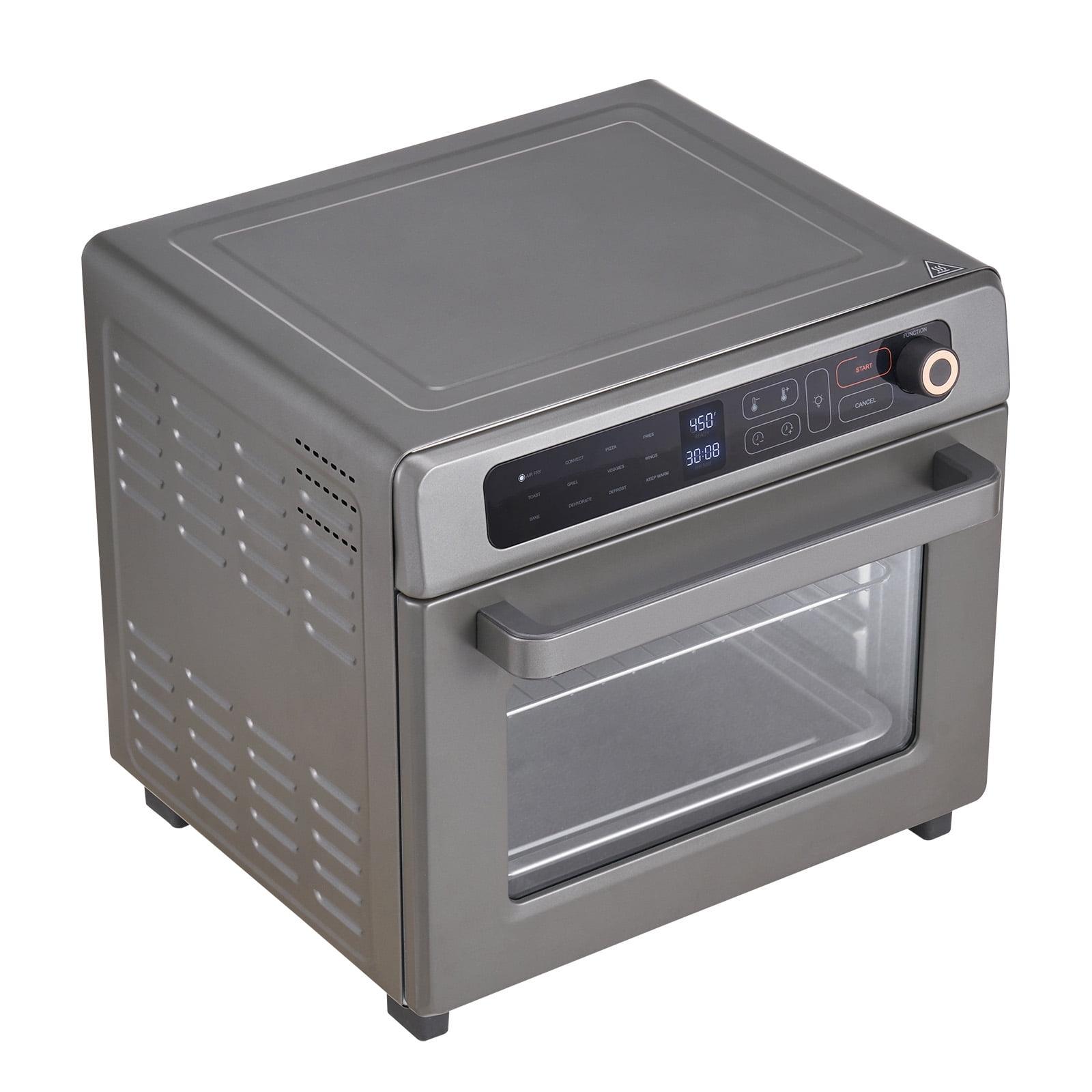 KFFKFF 12-IN-1 Air Fryer Toaster Oven, 25L Convection Oven, 1700W Stainless Steel Toaster Ovens Countertop Combo with Grill, Pizza Pan, Gloves, 12 Slices Toast, 12-inch Pizza, Home and Commercial Use