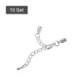 thumbnail image 3 of Unique Bargains 10Sets 4mm Leather Cord End Caps with Lobster Clasps & Extender Chain for DIY, Rhodium Tone, 3 of 7