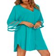 thumbnail image 2 of Robe de Plage en Chiffon à Manches 3/4 Boutonnée pour Femmes, 2 of 5