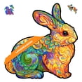 thumbnail image 1 of UNIDRAGON Original Wooden Jigsaw Puzzles - Precious Rabbit 106 Pieces Small Size 8.6""x9"" Beautiful Gift Package Unique Shape Best Gift for Adults and Kids, 1 of 5