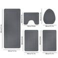 thumbnail image 2 of Maplenight 5-Pieces Large Bathroom Rug Set with Toilet Cover - Soft Velvet Fleece, Non-Slip, Water Absorbent, Washable, Modern Style Gray, 2 of 7