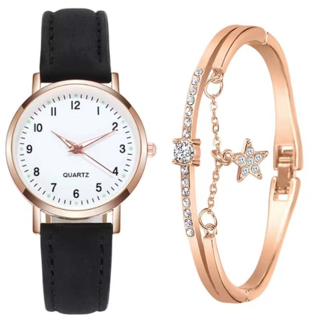 Bracelet de Montre en Cuir Montre à Quartz Classique pour Femme avec Cadran Lumineux, Bracelet en Cuir Mat, Petite Montre Ronde Rétro pour Femme avec Bracelet Bracelet pour Femmes Or