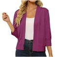 thumbnail image 1 of Penkiiy Cardigan Court en Tricot à Manches 3/4 pour Femmes, Ouvert à l'Avant, Boléro, Boléros, Manteau, Hauts, m Rouge, 1 of 5