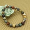 thumbnail image 3 of Angelstones Bracelet Extensible Unisexe en Perles Rondes 8 mm en Jaspe Polychrome Mat Naturel, 3 of 4