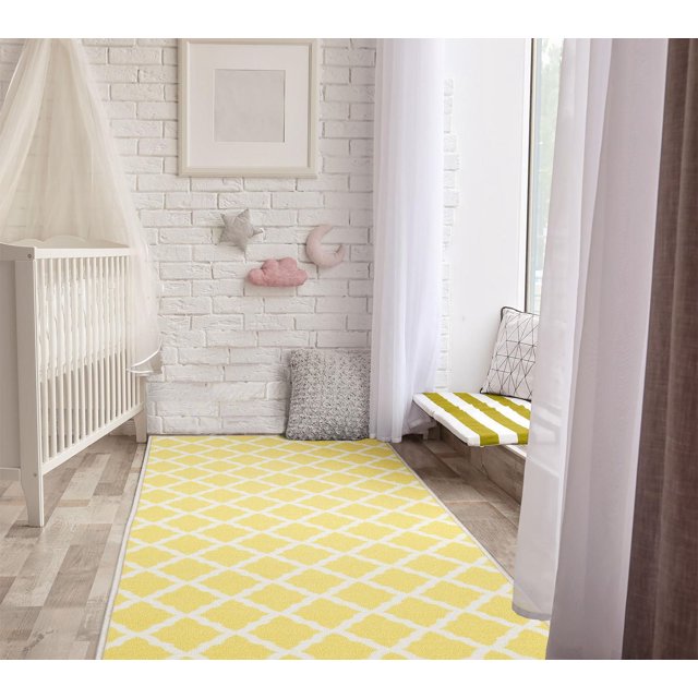 Ottomanson Glamour Collection Non-Slip Rubberback Moroccan Trellis Design Indoor Area Runner Rug