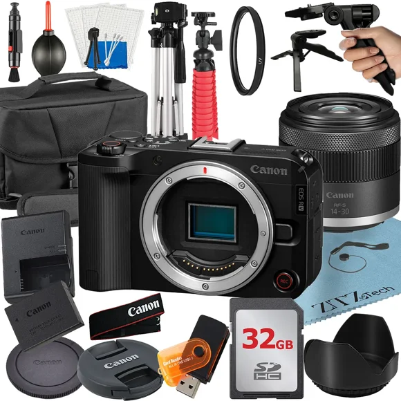 Canon EOS R50 V Mirrorless Camera with 14-30mm lens + 32GB Memory Card + Cleaning Pen + ZeeTech Accessory Bundle
