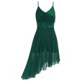 thumbnail image 4 of Oyolan Robe de Danse Ballet à Sequins pour Femmes Bretelles Spaghetti Col en V Ourlet Haut Bas Danseuse Lyrique Verte P, 4 of 7