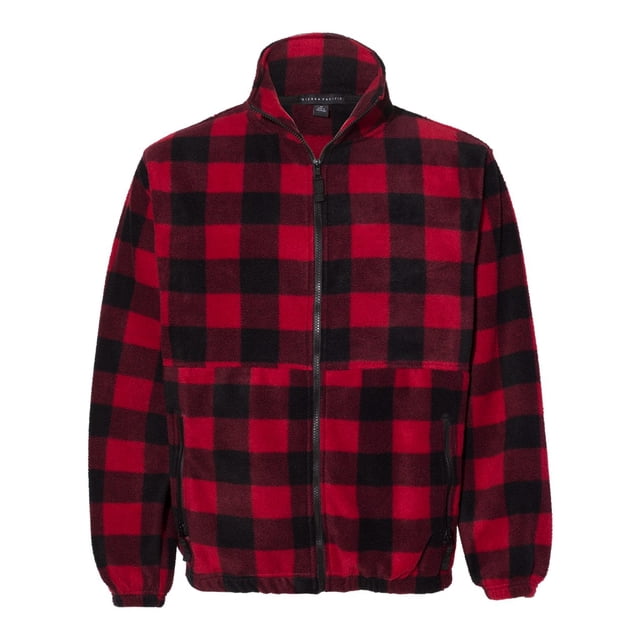 Sierra Pacific Mens Fleece Full-Zip Jacket, 4XL, RedBlack
