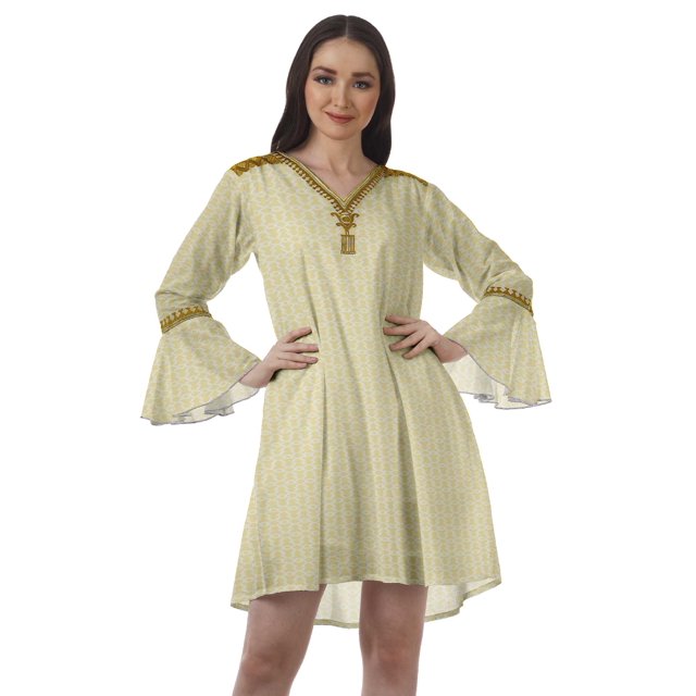 Moomaya Robes Mini Imprimées à Col en V pour Femmes Manches à Volants Robes de Plage pour Femmes