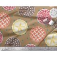 thumbnail image 3 of Soimoi Brown polyester Crepe Fabric Dot & Pie Food Print Sewing Fabric Yard 52 Inch Wide, 3 of 5