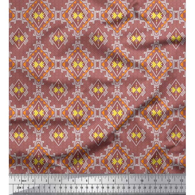 Soimoi Georgette Viscose Fabric Geometric Southwestern Print Sewing Fabric Yard 42 Inch Wide