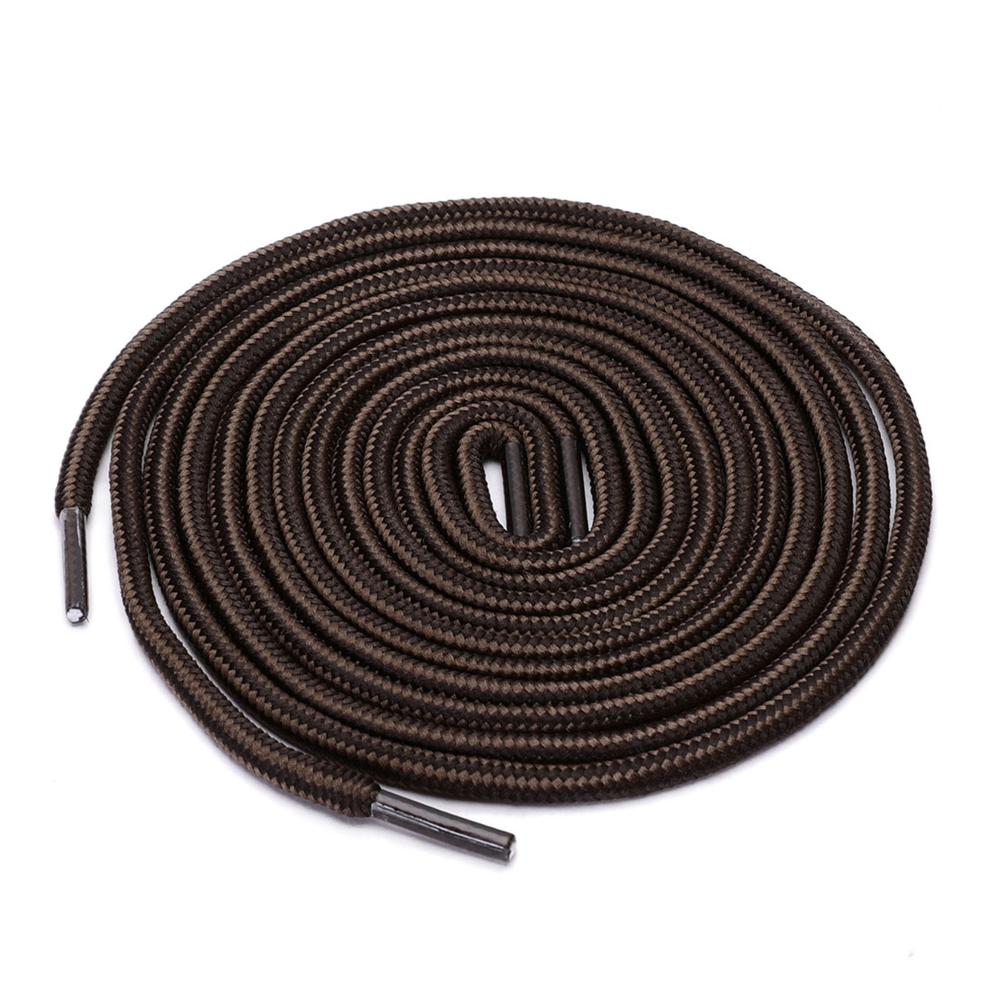 INSPIRE CHIC Unisex Round Rope Dual Colored Striped 1/5 Thick Boot Shoelace 70cm / 27.55" Dark Brown Coffee