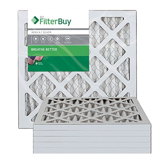 FilterBuy 14x18x1 MERV 8 Pleated AC Furnace Air Filter, (Pack of 6 Filters), 14x18x1 – Silver