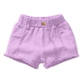 thumbnail image 2 of Clearance & Promo,Versatile Denim Shorts, Solid Color, Button Pocket, Ripped Style, For Kids, Comfortable Fit, Playtime Fashion, Kids Shorts Classic Design|Cotton,Purple,Sopatenor, 2 of 9