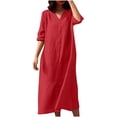 thumbnail image 2 of Gspmoly Robes pour Femmes, Robe d'Été Unie à Manches Courtes et Col en V pour Femmes, Robes de Soirée pour Femmes jusqu'à 65 % de Rabais, 2 of 6
