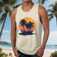 thumbnail image 2 of Sentmoon Débardeur Musculaire pour Homme Été Sans Manches Col Rond Vêtements pour Homme Imprimé Feuilles de Palmier Coupe Décontractée Ample Chandails de Basketball et de Gym pour Homme Vacances pour Courir par Temps Chaud Beige G, 2 of 6