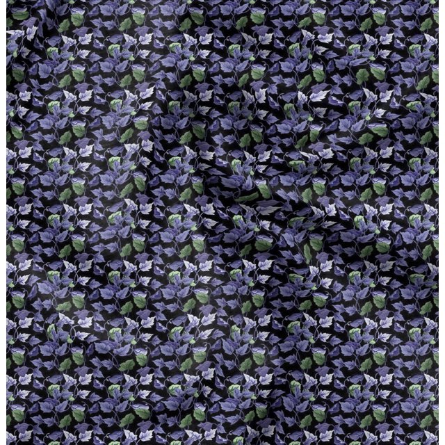 Soimoi Moss Georgette Fabric Leaves Leaves Printed Fabric 1 Yard 42 Inch Wide