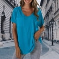 thumbnail image 2 of Yubnlvae T-Shirt Décontracté à Poche à Manches Courtes pour Femmes, T-Shirt Décontracté à la Mode pour Femmes Uni avec Poche, Liquidation! Uni, Col Rond, Bleu Ciel, m, 2 of 4