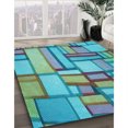 thumbnail image 3 of Ahgly Company Tapis d'Intérieur Lavables à la Machine, Carrés, Transitionnels, Verts, Tapis de Zone, 8 Pieds Carré, 3 of 7