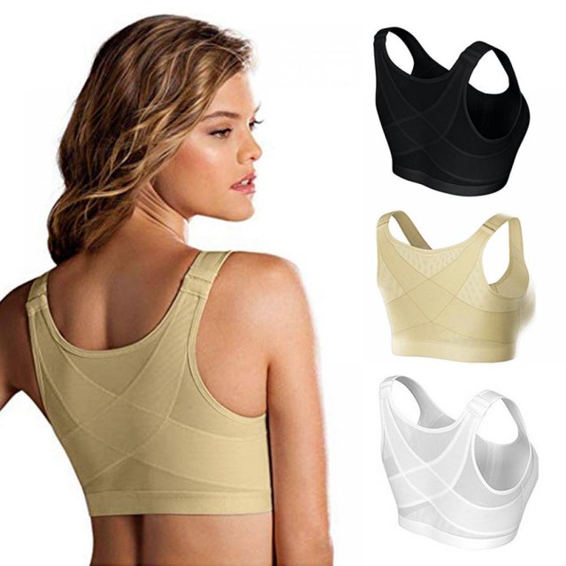 Women‘s Front Closure Sports Bra Wirefree Padded Support Longline Workout Tank Top Bra