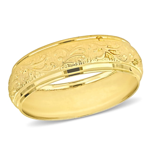 Ladies 6mm Antique Filigree Wedding Band in 14k Yellow Gold