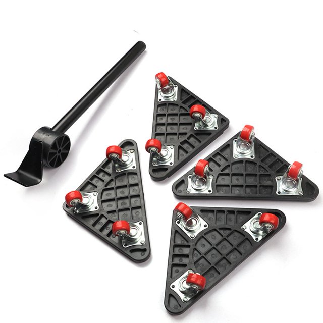 Furniture Mover Tool Set with Moving Lifter Wheel Roller Bar 4 Sliders Pulleys